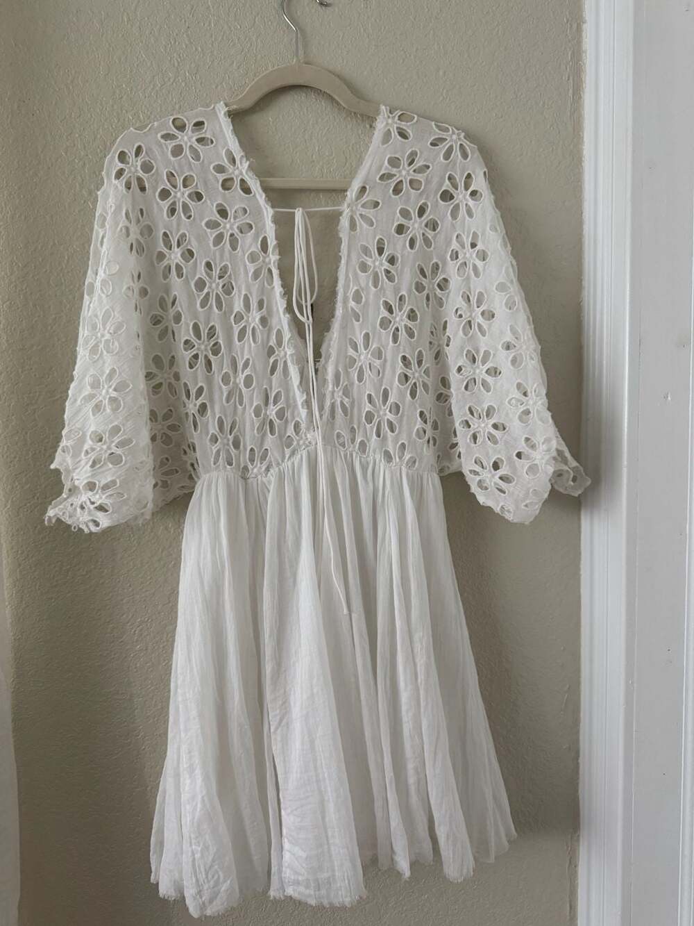 Free People Bella Note White Eyelet Mini Dress - Picture 2 of 3